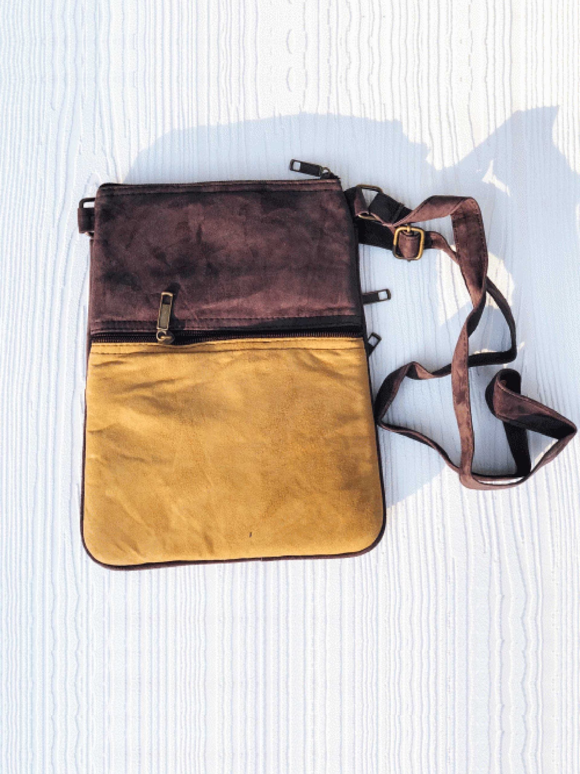 Suede Embroidered Five Zipper Cross-Body Bag-8