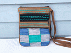 Handmade Blue and Green Suede Cross Body Bag-3