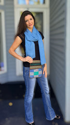 Handmade Blue and Green Suede Cross Body Bag-2