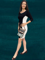 Suede Embroidered Mint and Black Five Zipper Crossbody Bag-3