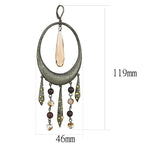 LO4192 - Antique Copper Brass Earrings with Synthetic Synthetic Glass in Champagne