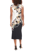 London Times Asymmetric Neckline Sleeveless Zipper Closure Streamlined Ruched Side Detail Midi Sheath Dress-1