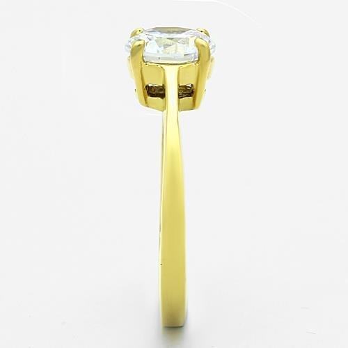 TK1405 - IP Gold(Ion Plating) Stainless Steel Ring with AAA Grade CZ  in Clear
