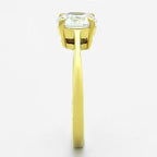 TK1405 - IP Gold(Ion Plating) Stainless Steel Ring with AAA Grade CZ  in Clear
