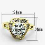 TK1412 - IP Gold(Ion Plating) Stainless Steel Ring with AAA Grade CZ  in Clear
