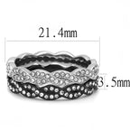 TK3265 - Two-Tone IP Black (Ion Plating) Stainless Steel Ring with Top Grade Crystal  in Clear