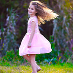 AnnLoren Girls Dress Pink Tulle & Pink Arabesque Party Dress-2