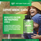 Whole Nature K2 (MK7)+D3 Plus Calcium