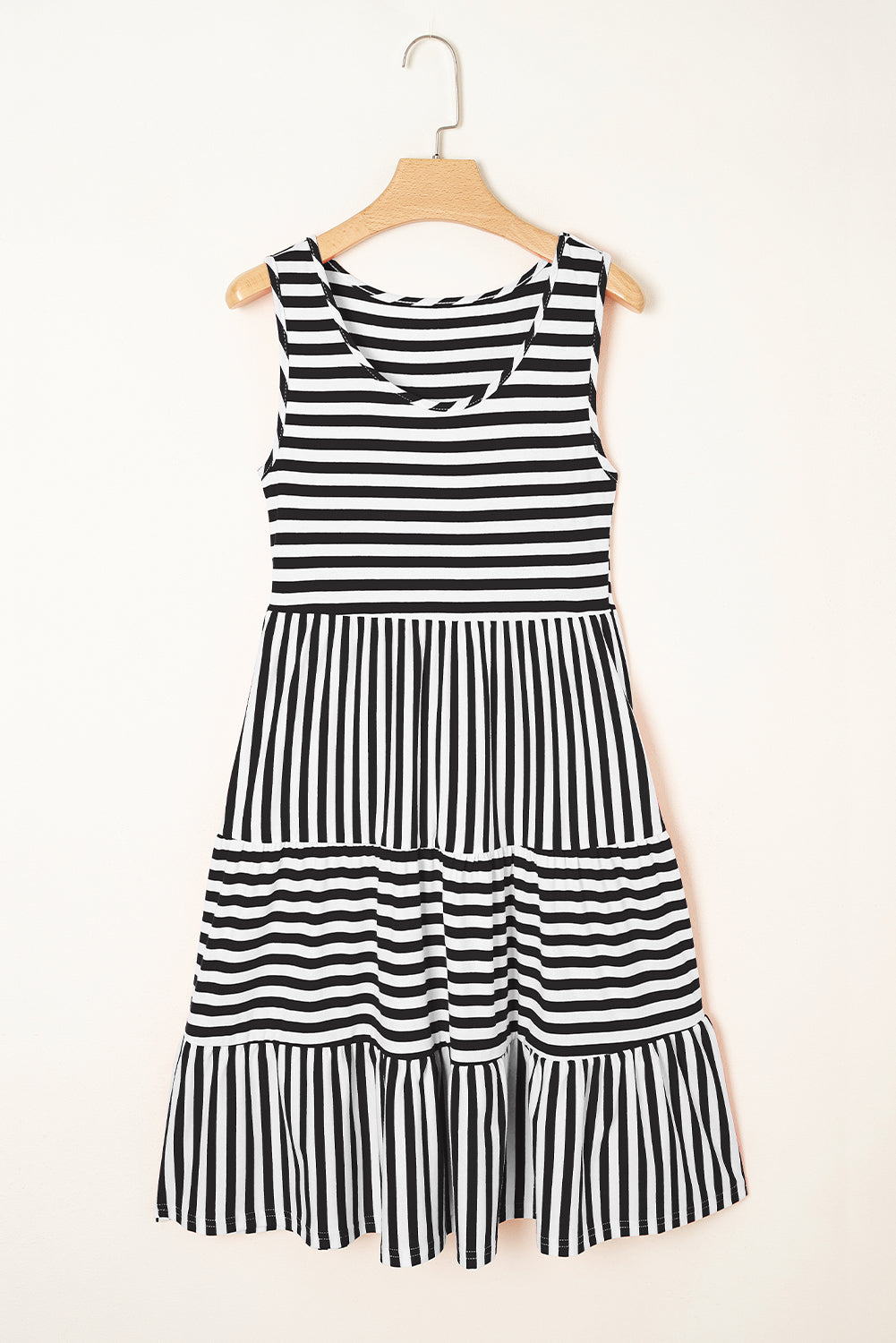 Ellie Stripe U Neck Sleeveless Loose Fit Mini Dress-5