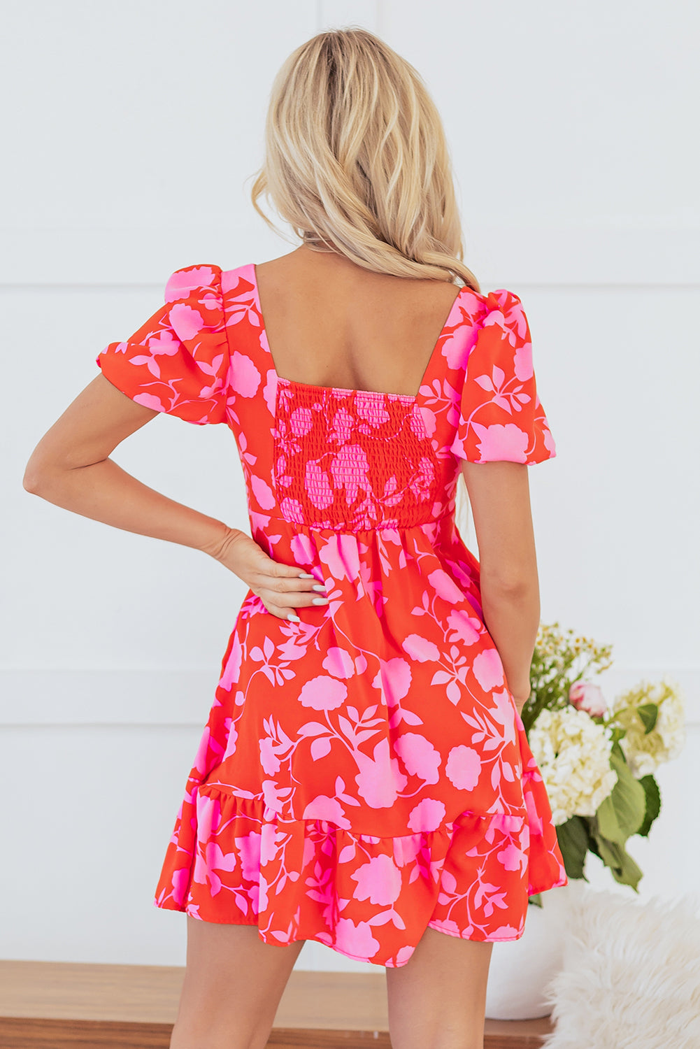 Kayla Floral Sweetheart Neck Dress-1