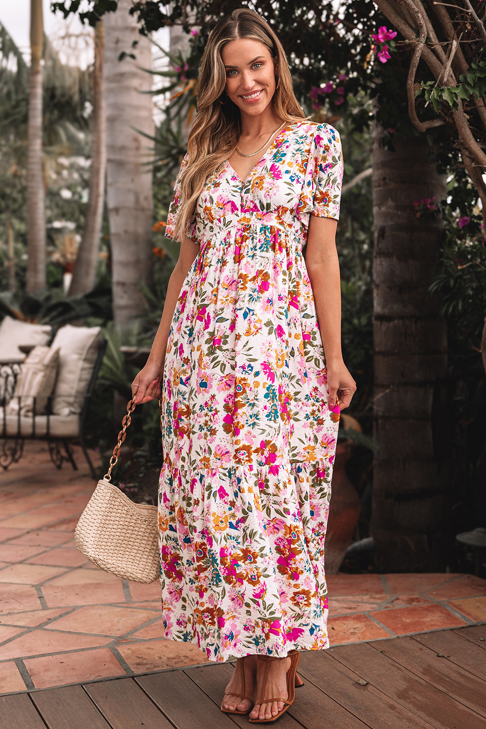 Kaitlyn Floral Short Sleeve Maxi Dress-2