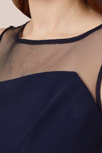 Adrianna Papell Stretch Knit Crepe Draped Illusion Short Faux Wrap Crepe Dress-3