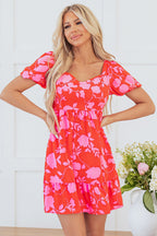 Kayla Floral Sweetheart Neck Dress-3