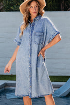 Makayla Loose Medium Wash Chambray Dress-0