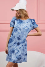 BiBi Puff Sleeve With Side Pockets Tie Dye Dress-1