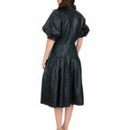 Women’s Black Leather Frock Casual Party Dress-1