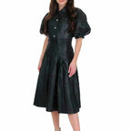 Women’s Black Leather Frock Casual Party Dress-0