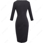 Brief Lines Patchwork Work Women Dress Casual Hole Sexy Sheath Fitted Office Lady Pencil Dress-3