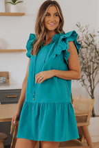 Azalea Tiered Ruffled Sleeves Mini Dress with Pockets-3