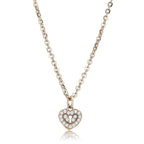 DA086 - IP Rose Gold(Ion Plating) Stainless Steel Chain Pendant with AAA Grade CZ  in Clear