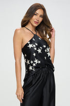 Stretch Satin Star Racerback Tank Top-1