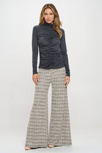 Knit Long Sleeve Mock neck Top with Scrunched Detail-4