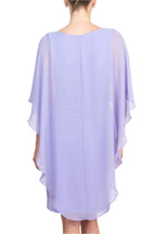 Glamour Scoop Neck Chiffon Cape Short Sleeve ITY Dress-2