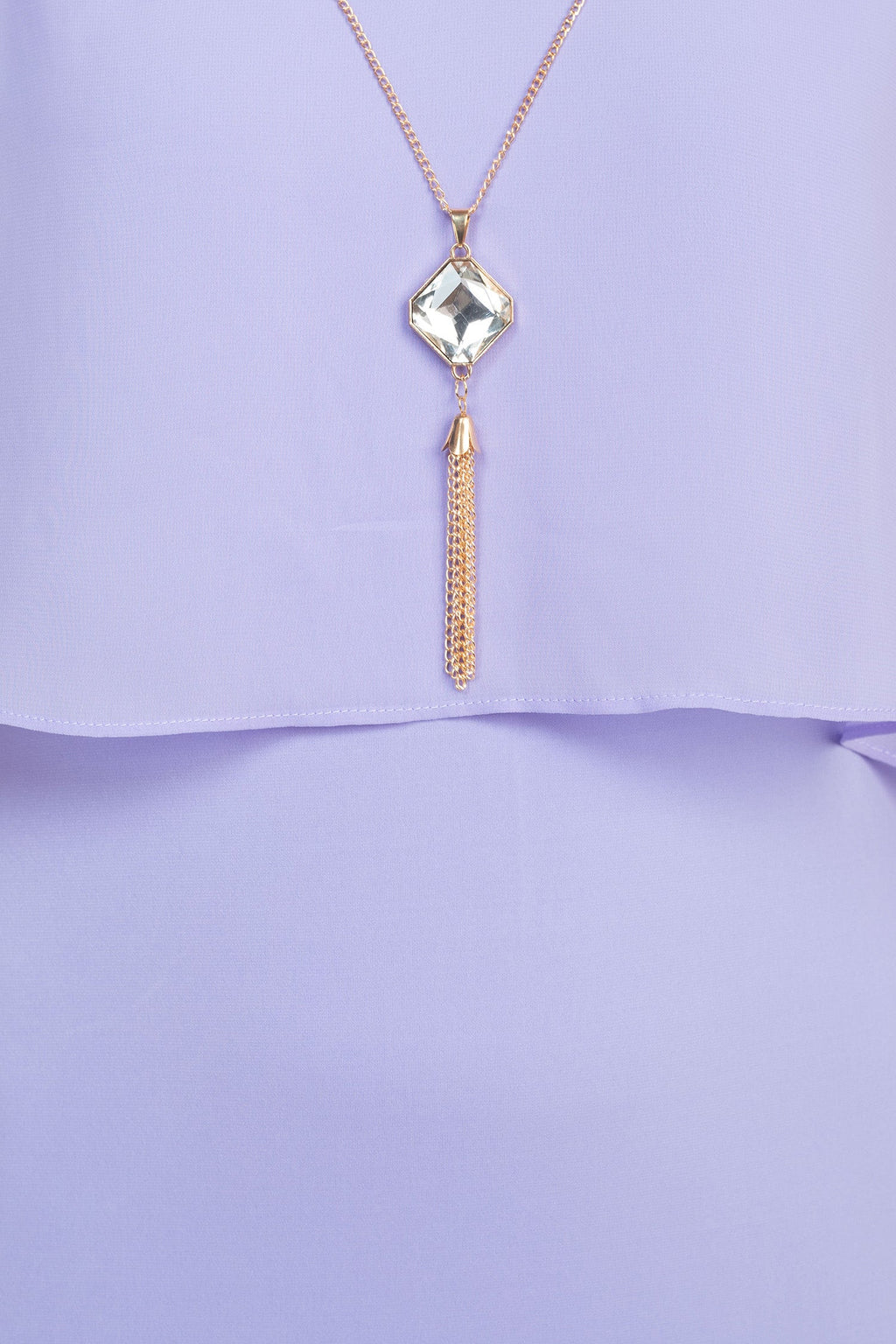 Glamour Scoop Neck Chiffon Cape Short Sleeve ITY Dress-3