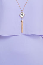 Glamour Scoop Neck Chiffon Cape Short Sleeve ITY Dress-3