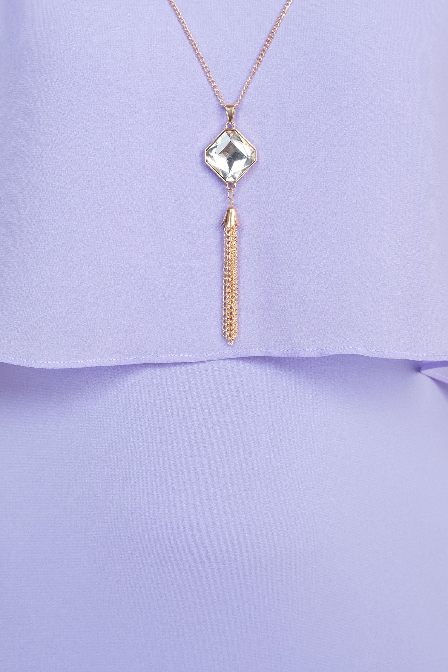 Glamour Scoop Neck Chiffon Cape Short Sleeve ITY Dress-3