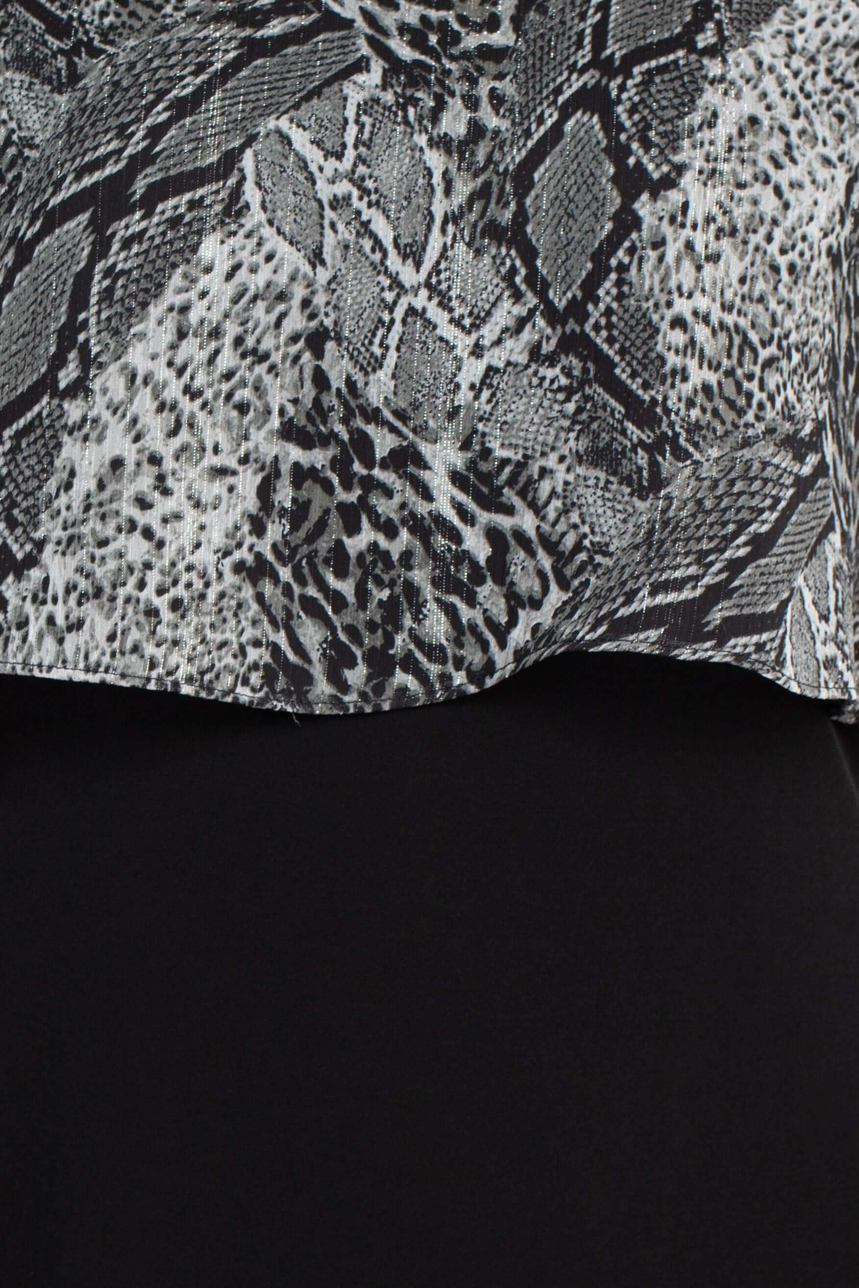 Glamour Nights Scoop Neck Animal Print Chiffon Cape Short Sleeve ITY Dress-3