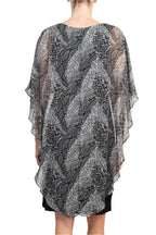 Glamour Nights Scoop Neck Animal Print Chiffon Cape Short Sleeve ITY Dress-2