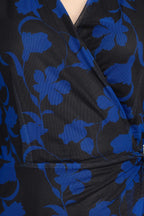 Laundry Surplice V-Neck Back Zipper Midi Draped Mesh Dress