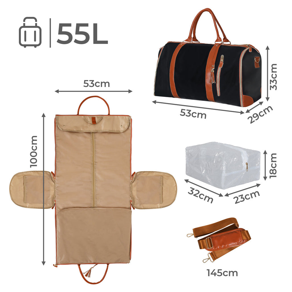 Slimbridge Garment Bags 2 in 1 Hanging Suit Bag Black-1