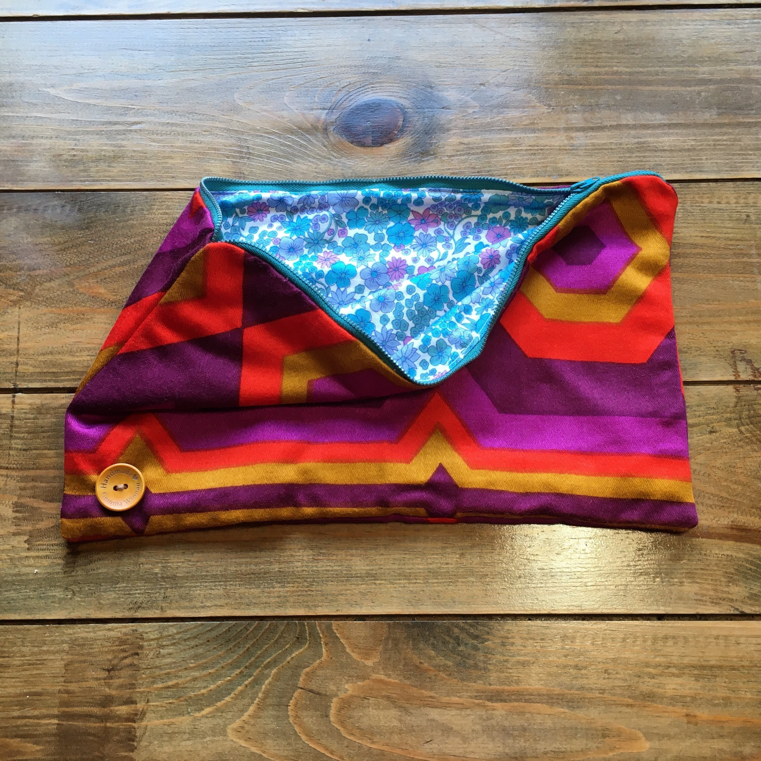 Vintage Fabric Handmade Clutch Bag-4