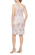 Alex Evenings Short Sleeveless V-Neck Sheath Dress With Front Slit-1