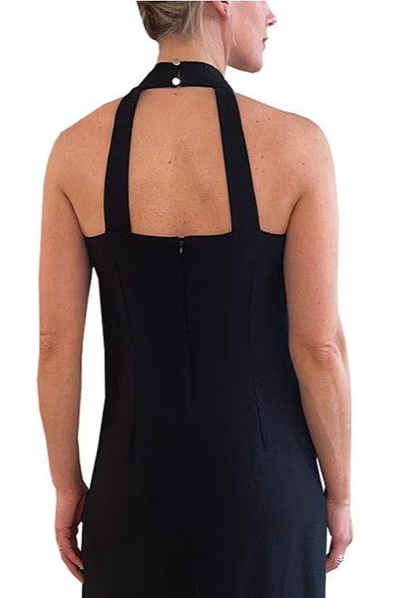 Julia Jordan Crisscross Halter Neck Sleeveless Front Slit Open Back Crepe Dress-3