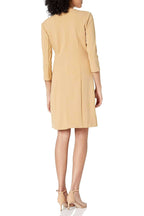 Nanette Lepore V-Neck 3/4 Sleeve Trench Solid Stretch Crepe Dress-1