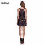 Fashion Women Casual Work Dresses Fit and Flare Digital Printing Muzman SKATER DRESS Vestidos-1