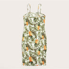 Allover Pineapple Tropical Print Cami Dress Multicolor Sleeveless Sheath Mini Dresses Women Summer Vacation Beach Dress