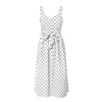 Simplee Polka dot women dress Sleeveless buttons belt bodycon beach midi dress Streetwear casual beach wear holiday summer dress-0