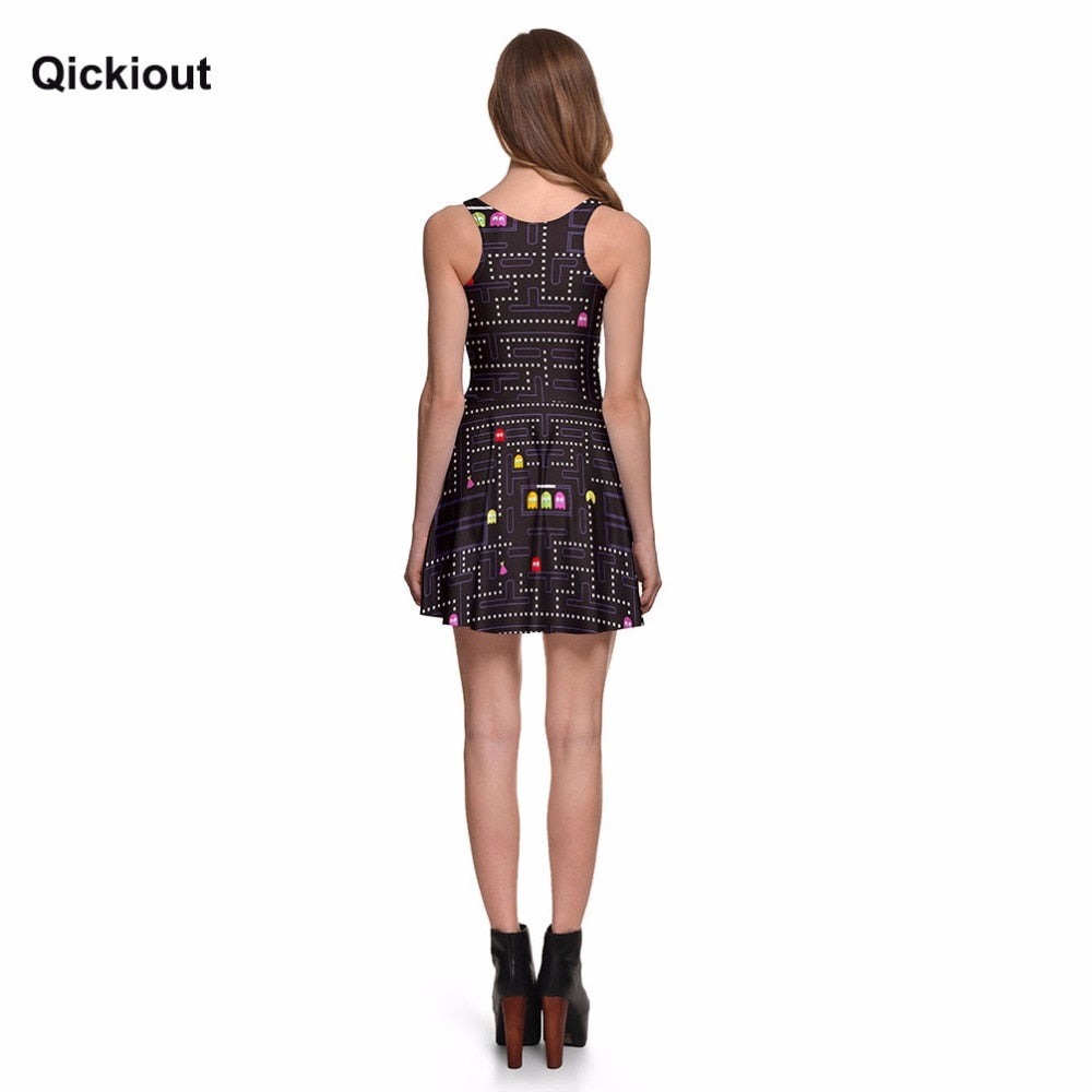 Fashion Women Casual Work Dresses Fit and Flare Digital Printing Muzman SKATER DRESS Vestidos-3