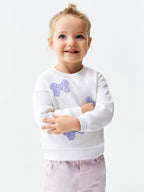 Autumn Baby Kids Girls Purple Butterfly Pattern White Pullover Clothing Long Sleeves Top Sweatshirt-1
