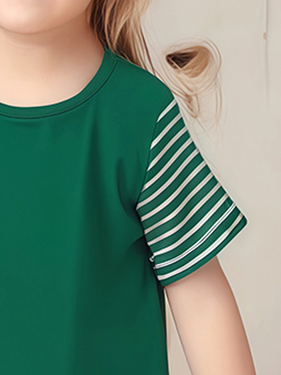 Striped Dress for Girls, European and American Cute Animals Cartoon Baby Dress-2