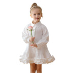 Spring and Autumn Solid Color Single Breasted Long-sleeved Dress for Stylish Girls-3