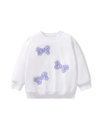 Autumn Baby Kids Girls Purple Butterfly Pattern White Pullover Clothing Long Sleeves Top Sweatshirt-4