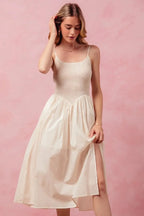 SO ME Smocked Sleeveless Casual Everyday Dress With Slit-2