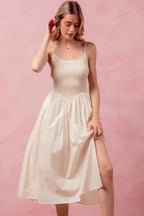 SO ME Smocked Sleeveless Casual Everyday Dress With Slit-3